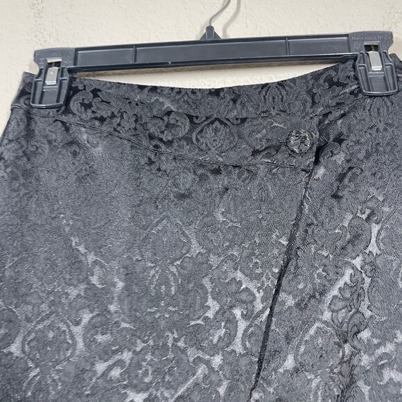 Cider XS Asymmetric Button Floral Brocade Wide Leg Cargo Pockets Pants Black - Picture 7 of 9